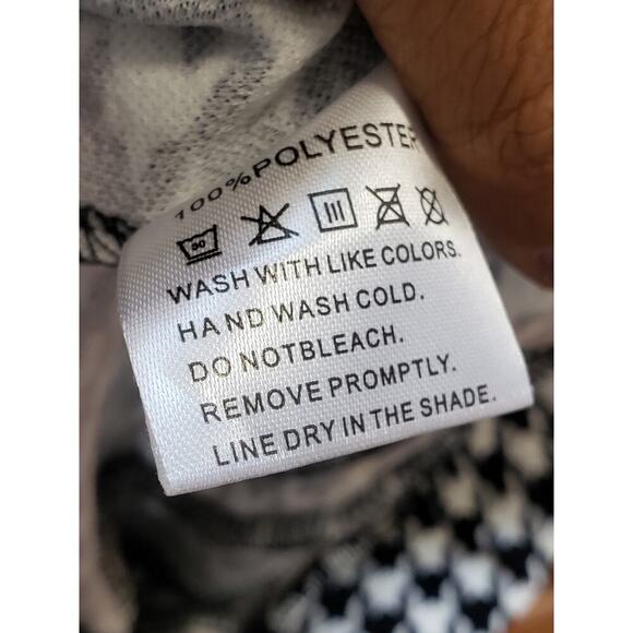 Women's Trouser Pants Small White Black Houndstooth Wide Leg Criss Cross Detail - Picture 6 of 8